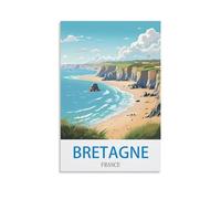 Ndoud Poster de voyage vintage Bretagne France 40 x 60 cm Impression sur toile pour salon Décoration d'intérieur