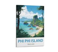 Ndoud Poster de voyage vintage de l'île de Phi Phi Thaïlande, 40 x 60 cm, décoration murale, peinture sur toile, pour salon, décoration d'intérieur