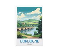 Ndoud Poster de voyage vintage Dordogne France - 30 x 45 cm - Impression sur toile pour salon - Décoration d'intérieur