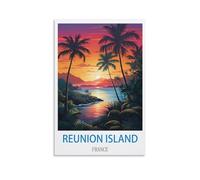 Ndoud Poster de voyage vintage Île de la Réunion France 30 x 45 cm Impression sur toile pour salon Décoration d'intérieur