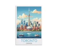 Ndoud Poster de voyage vintage Toronto Canada - 30 x 45 cm - Art mural - Peinture sur toile pour salon - Décoration d'intérieur