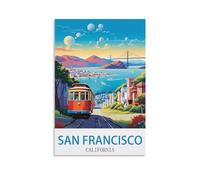 Ndoud Poster vintage San Francisco California - Impression sur toile pour décoration d'intérieur - 40 x 60 cm
