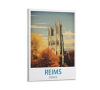 Ndoud Reims Affiche de voyage vintage France 20 x 30 cm Impression sur toile pour salon Décoration d'intérieur