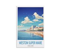 Ndoud Weston Poster vintage de voyage Super Mare Angleterre 40 x 60 cm Impression sur toile pour salon Décoration d'intérieur