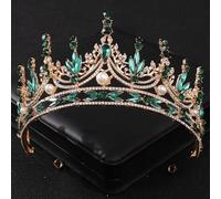 NDRFAWY Diadème de cheveux pour femme - Diadème et couronnes en cristal vert avec strass - Accessoires de cheveux de mariage - Diadème pour femme - Cadeau de mariée