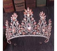 NDRFAWY Diadème de mariée diamant or rose cristal rose diadème couronne gros strass diadème voile diadème mariée bandeaux accessoires cheveux mariage