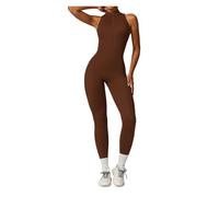NDSJAIE Combinaison de yoga dos nu Combinaison de yoga à fermeture éclair séchage rapide couleur chair, collants sport for entraînement fitness intensif Pour le sport(Brown,M)