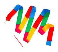 NDSJAIE Rubans de Danse Ruban de Gymnastique Artistique coloré avec Tige, Jouet Sport d'extérieur for la Danse et Le Spectacle pour Danse Artistique Entraînement(4m Flame)