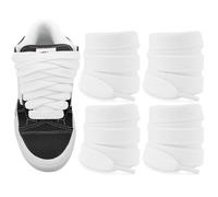 NDTEZUGT 2 Paires Lacets Plats Chaussures pour Knu Skool Classic Skate Baskets, 15mm Large Lacets en Coton de Replacement pour Chaussures en Toile de Sport (White, 54"/140cm)