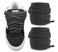 NDTEZUGT Lacet Plats Chaussures pour Vans Knu Skool, 15mm Large Lacet en Coton de Rechange pour Chaussures en Toile(Noir,54"/140cm)