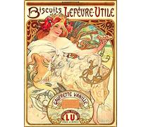 NDTS Plaque en métal rétro Biscuits Lefevre Gaufrette Vanille - Style vintage - 20,3 x 30,5 cm