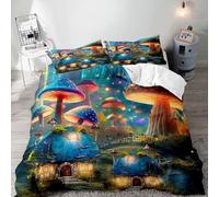 NDXRWDZR Housse de Couette 240x260 Adulte Champignon De RêVe Parure de Lit 2 Personnes avec Fermeture Éclair Doux Respirant Microfibre Housse de Couette et 2 Taie d'oreiller 65x65 cm