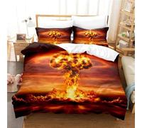 NDXRWDZR Housse de Couette 90x190 Enfant Bombe Atomique Parure de Lit 1 Personne avec Fermeture Éclair Confortable Respirant Microfibre Housse de Couette et 2 Taie d'oreiller 65x65 cm