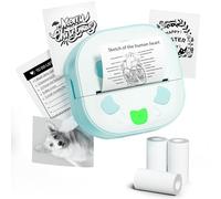 NDYIN PrintPods Mini imprimante Bluetooth portable avec 3 rouleaux de papier, imprimante thermique sans encre pour iPhone, ordinateur portable pour notes, journal, bricolage, cadeau pour enfants