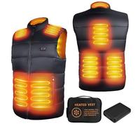 Gilet Chauffant Électrique Avec Batterie 10000mAh Veste Chauffante Homme Sans Manche Ultraléger 8 Zones Réchauffeurs (FR/ES, Alpha/lettres, M, Taille normale, Taille normale, Noir)