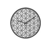 NE-3194GS Horloge murale Dia. 50 Cm, Bois / Miroir, Gris