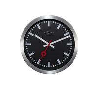 NE-3998STZW Horloge murale 'Station' à 19 cm, aluminium brossé noir
