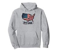 Né aux États-Unis Sweat à Capuche, Unisexe pour Adultes, Gris Chiné, XXL