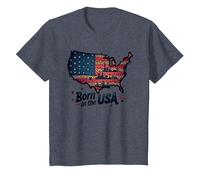 Né aux États-Unis T-Shirt, Enfant, Bleu Chiné, 6 Ans