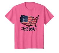 Né aux États-Unis T-Shirt, Enfant, Rose chiné, 10 Ans