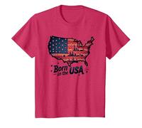 Né aux États-Unis T-Shirt, Enfant, Rouge chiné, 3 Ans