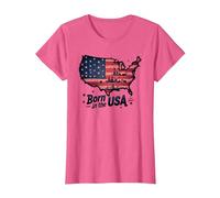 Né aux États-Unis T-Shirt, Femme, Rose chiné, XS
