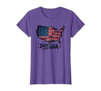 Né aux États-Unis T-Shirt, Femme, Violet chiné, XXL