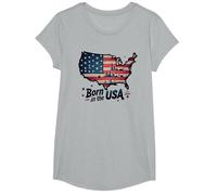 Né aux États-Unis T-Shirt, Fille, Gris Chiné, L
