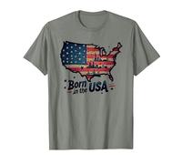 Né aux États-Unis T-Shirt, Homme, Vert Kaki chiné, XXL