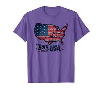 Né aux États-Unis T-Shirt, Homme, Violet chiné, XL
