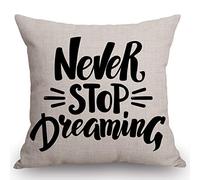 Ne Cessez Jamais De Rêver, Citation Motivante Taie d'oreiller Decoratif Housse De Coussin Confortable Canapé Taie d'oreiller pour Chambre Voiture Salon 45X45Cm