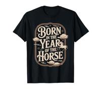 Né dans l'année du Cheval Vintage Zodiac Western Art T-Shirt