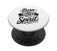 Né de l'eau et de l'esprit fidèle baptême chrétien PopSockets PopGrip Adhésif