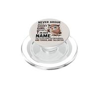 Ne discutez jamais avec Une Petite Fille Qui a Un Joli Motif de Hibou en Forme de « T » PopSockets PopGrip pour MagSafe