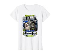 Né d'une Fille de Dilly Dally obligée d'enfermer Un Chat maudit T-Shirt Graphique avec Valeur, Femme, Blanc, XL