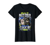 Né d'une Fille de Dilly Dally obligée d'enfermer Un Chat maudit T-Shirt Graphique avec Valeur, Femme, Noir, M