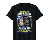 Né d'une Fille de Dilly Dally obligée d'enfermer Un Chat maudit T-Shirt Graphique avec Valeur, Homme, Noir, L