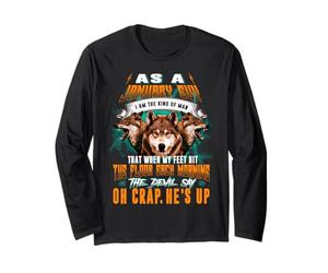 Né en Janvier Anniversaire Guy Funny Wolf Lover Manche Longue