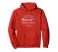 Né en Septembre : fête d'anniversaire d'automne Sweat à Capuche, Unisexe pour Adultes, Rouge, L