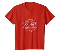 Né en Septembre : fête d'anniversaire d'automne T-Shirt, Enfant, Rouge, 10 Ans