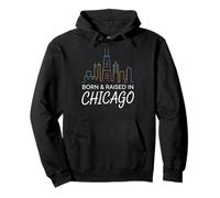 Né et élevé à Chicago - Horizon de Chicago Sweat à Capuche