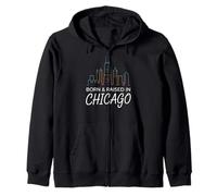 Né et élevé à Chicago - Horizon de Chicago Sweat à Capuche