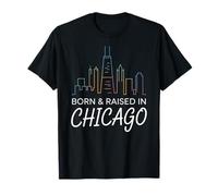 Né et élevé à Chicago - Horizon de Chicago T-Shirt
