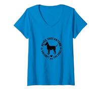 Ne Faites jamais Confiance à Quelqu'un Qui n'aime Pas Les Chiens T-Shirt avec Col en V, Femme, Saphir, M