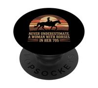 Ne jamais Oublier Une Femme avec des Chevaux dans Ses années 70 PopSockets PopGrip Adhésif