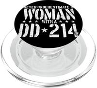 Ne jamais sous-estimer Une Femme avec Un Ancien DD-214 PopSockets PopGrip pour MagSafe