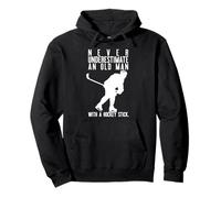 NE JAMAIS Underestimate Un Vieille Homme avec Un Batton DE Hockey Meme Sweat à Capuche