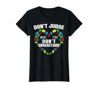 Ne jugez Pas ce Que Vous ne comprenez Pas la Sensibilisation à l'Autisme T-Shirt Graphique avec Valeur, Femme, Noir, S
