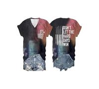 Ne Laissez Pas Les Jours durs Gagner des t-Shirts V Cascy Tops pour Les Femmes (Rose Bleu XXL) (XXL Bleu Rose)