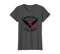 Né Libre aux États-Unis T-Shirt, Femme, Chiné Foncé, L